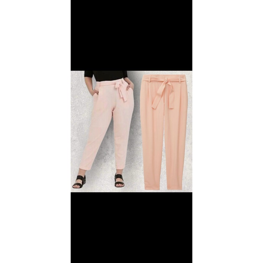 Torrid Crepe Self Tie Tapered Leg Peach Pink Pants Pull On Cropped Sz 2 /2X NWT